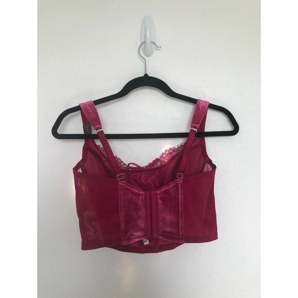 Victoria’s Secret Dream Angels Unlined Lace-Up Velvet Corset Top in Pink - L - Picture 6 of 6
